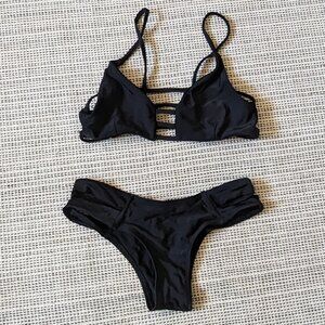 Black Strappy Bikini Swimsuit Size Small